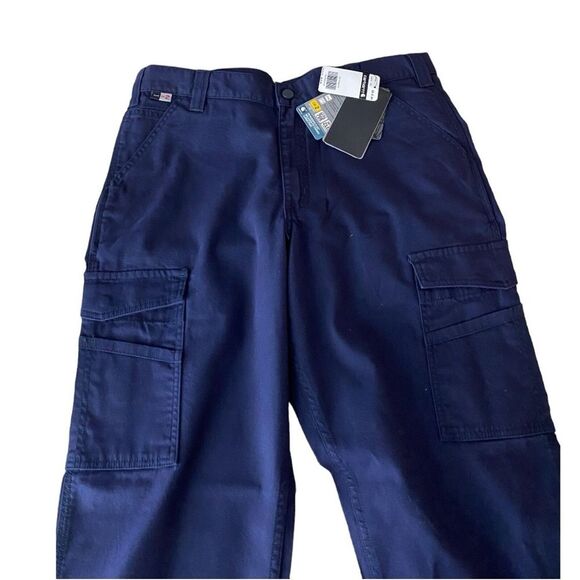 Carhartt FR Rugged Flex Relaxed Fit Canvas Pants 36x34 Blue New Workwear - Picture 2 of 9